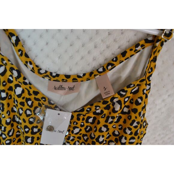 Willow Root Women's Small Yellow Leopard Print Spaghetti Strap Dress - Picture 9 of 16